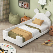 Twin Size Upholstered Daybed with Carton Ears Shaped Headboard, White - £188.15 GBP