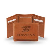 NFL Baltimore Ravens Embossed Genuine Brown Leather Trifold Wallet - $24.75