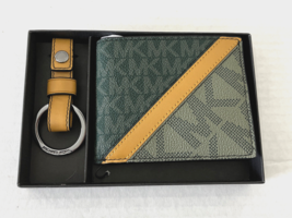 New Michael Kors Cooper Men&#39;s Billfold Wallet with Key Fob Olive / Army Green - £40.77 GBP