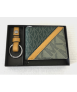 New Michael Kors Cooper Men&#39;s Billfold Wallet with Key Fob Olive / Army ... - €43,43 EUR