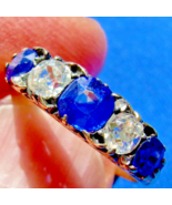 EARTH MINED Diamond Sapphire ORIGINAL Deco Ring Antique Wedding Band 14k... - $9,305.25