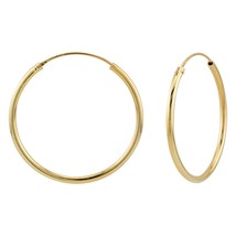 Gold Plated 925 Sterling Silver Plain Hoop Earrings - £14.70 GBP