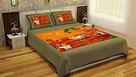 Traditional Jaipur Scenery Print Cotton Bedsheet Bedcover, Sanganeri Jai... - £26.27 GBP