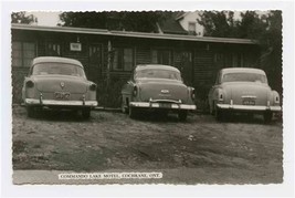Commando Lake Motel Real Photo Postcard Cochrane Ontario 1950&#39;s Cars - £21.74 GBP