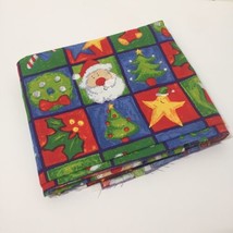 1.5 Yards Christmas Fabric 45&quot; wide Snowman Santa Squares JoAnn Fabrics - £7.77 GBP