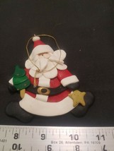 Polymer Clay Santa Claus with Tree &amp; Star Christmas Ornament - £2.98 GBP