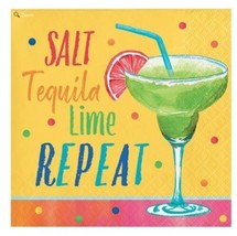 Salt Tequila Lime Repeat! Cocktail 16 Ct Beverage Napkins Happy Hour - £3.47 GBP