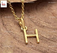 Fine Jewelry 18 Kt Solid Yellow Gold Alphabet Letter H Initial Necklace Pendant - £559.64 GBP