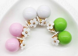  Double Sided Pearl Flower Stud Earrings  - £4.77 GBP