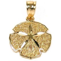 14K Gold Sand Dollar Pendant Charm Necklace Sea Jewelry 13mm/L X 14mm/W - £32.90 GBP