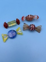 VTG Murano Style Glass Wrapped Candy Lot of 4 Large 2.5&quot;L Multi Color Solid - £16.42 GBP