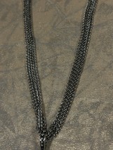 Vintage SilverTone Multi Strand Designer Signed Lia Sophia Line Necklace Jewelry - £26.47 GBP