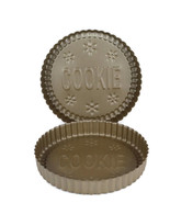 Vintage Set of 2 Brown Metallic Round Cookie Oreo Pan Mold Non Stick  9inch - £31.13 GBP