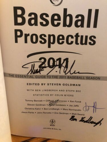 Primary image for AUTOGRAPHED Baseball Prospectus 2011 Four Autographs From Various Authors