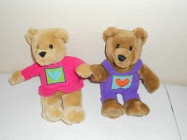 Hallmark Boy and Girls Bears Holding Hands 10&quot; Tall Pair Plush Stuffed A... - £6.98 GBP