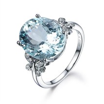 MOONROCY Crystal Rings Butterfly Silver Color Cubic Zirconia Wedding Light Blue  - £8.56 GBP