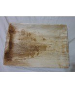 bamboo rectangle bread tray 14&quot;x10.5&quot; brown shaded textured ridged - £2.95 GBP