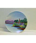 Vintage Japan Hand Painted Plate Vibrant Colors Water Trees Temple Mount... - £11.82 GBP