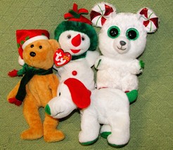 Ty B EAN Ie Babies Christmas Lot Holiday Teddy 2003 Howlidays Dog Snowgirl Chimney - £12.43 GBP