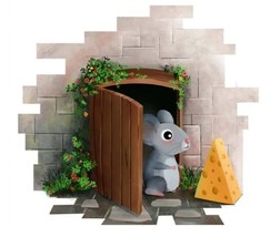 Mouse Wall Sticker, Cute Mouse with Cheese Self-adhesive Sticker 17x15cm - $5.38