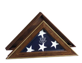 Cherry Wood 5-Star General Flag Case for 5&#39; X 9.5&#39; Flag, Cremation Urn Available - £399.59 GBP