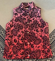 Women’s Jones New York Sport Vest Size Medium Floral Pink ￼￼Ombré - $20.56