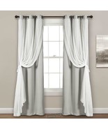 TWO Lush Décor Sheer Panels with Blackout Lining Grey 38&quot;W X84&quot;L Metal G... - $37.99