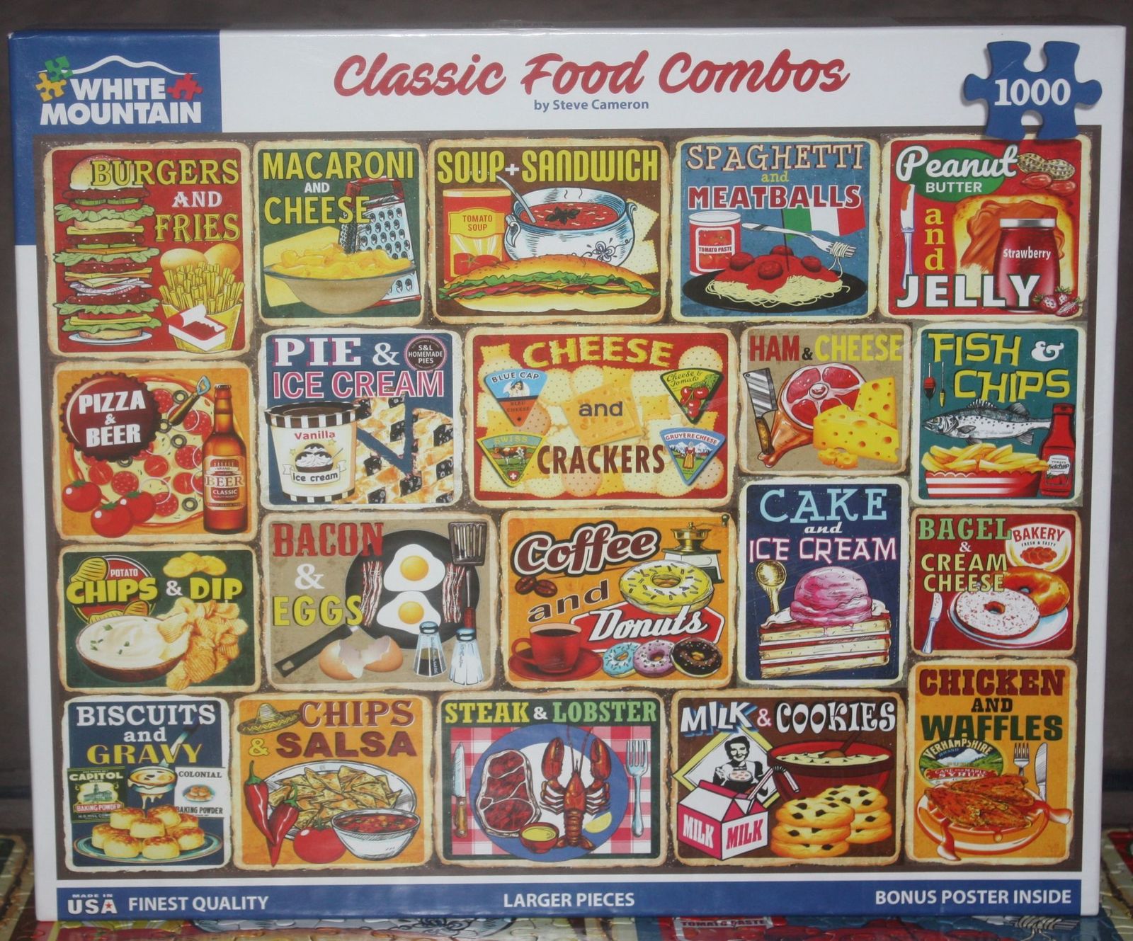 2022 White Mountain Puzzles Classic Food Combos 1000 Piece Puzzle - Comp... - $12.00