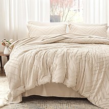 Anluoer Queen Comforter Set, Beige Tufted Bed In A Bag 7 Pieces, 1 Fitted Sheet - $52.99