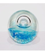 FABULOUS LARGE MURANO ART GLASS BLUE WHITE LARGE BUBBLE 4&quot; PAPERWEIGHT - $71.74 CAD