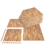 25 Tiles Wood Grain Foam Floor Mats with Borders- Natural - Color: Natural - $2,877.26 MXN