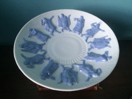 Rare pedestal serving plate greek roman philosopher porcelain bisque rai... - $45.00