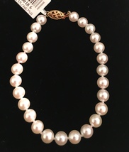 Akoya Pearl Strand Bracelet 14K Yellow Gold Clasp 6-6.5mm Pearls 7.5 &quot;long - £305.37 GBP