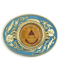 Belt Buckle Double Eagle 32nd Degree Masonic VTG Cowboy Gold Turquoise FreeMason - £18.90 GBP