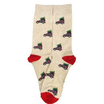 Christmas Tree on Wagons Crew Socks (Adult Medium) - £5.53 GBP