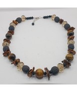 Vintage Cat&#39;s Eye, Obsidian, Citrine Necklace - €42,95 EUR