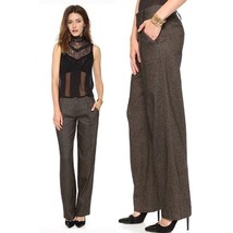 Alice + Olivia Onell Herringbone Wool Blend Wide Leg Tweed Pants Trousers 4 - $40.00