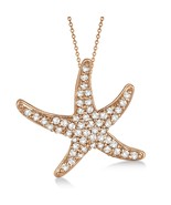 0.82CT Taglio Rotondo Diamanti Finti Starfish Catenina Ciondolo 14K Oro ... - £137.76 GBP