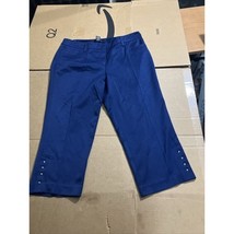 Zac &amp; Rachel Navy Blue Capri Pants Women&#39;s 12, Studded Mid Rise Stretch ... - $13.54 CAD