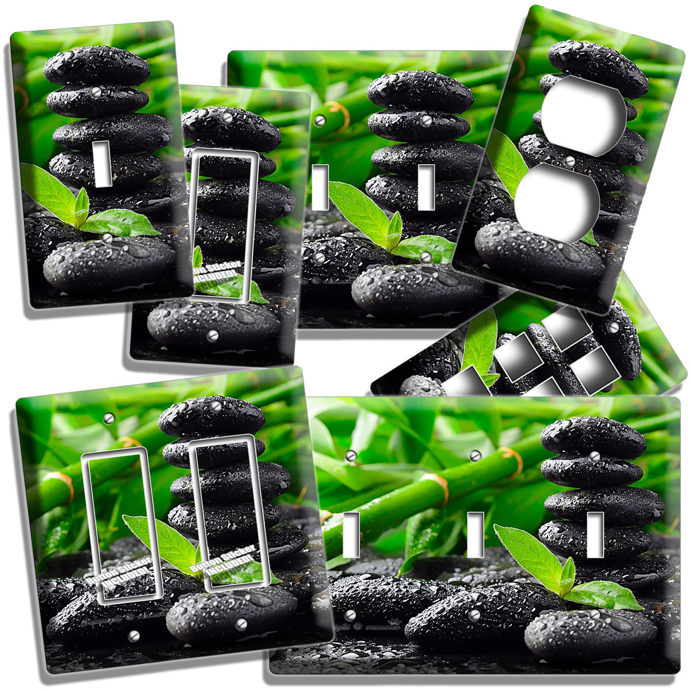 FENG SHUI STONES BAMBOO LIGHT SWITCH OUTLET WALL PLATE BEDROOM HOME HOUSE DECOR