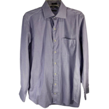 Peter Millar Mens Button Up Shirt Purple Houndstooth Long Sleeve Pockets M - £17.83 GBP