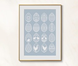 Egg Cross Stitch Whitework Pattern pdf - Hardanger Embroidery Doves Cross Stitch - £7.60 GBP