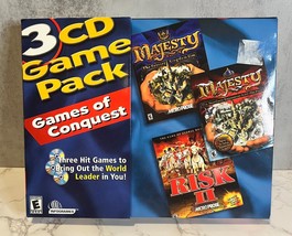 3 Cd Game Pack: Games Of Conquest (Pc, 2002) Brand New Sealed Risk Majesty - £14.77 GBP