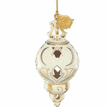 Lenox 2017 Annual Ivory Pierced Ornament Gold Accents Elegant Christmas Gift NEW - £57.44 GBP