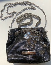 BCBGeneration Satchel Black &amp; Silver Sequin Shoulder Bag Handbag Purse NWOT - £22.42 GBP