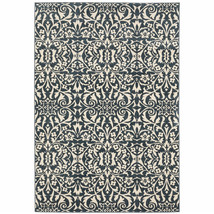 10' X 13' Blue And Ivory Floral Power Loom Stain Resistant Area Rug - $679.49