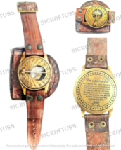 Vintage Old Style WWII Military Wrist Brass Sundial Compass Watch With L... - £21.90 GBP