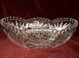 Bohemian Lead Crystal Oblong Bowl Scalloped Large - £46.43 GBP