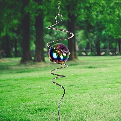 Primary image for Gazing Ball Spiral Decorative Wind Spinner with MultiColor Steel Ball. Good Gift