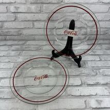 Coca-Cola Clear Glass Red Logo 10” Dinner Plates Set of 2 Anchor Hocking - $19.94